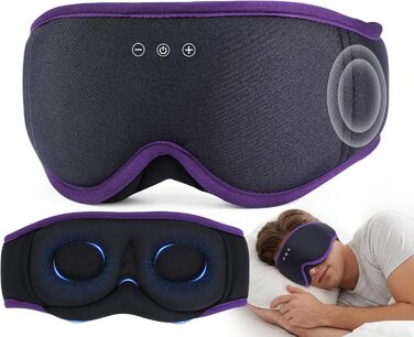 3D Маска для сну з навушниками Bluetooth Dolida Лаванда: повна блокада світла, комфортний сон, для жінок та чоловіків