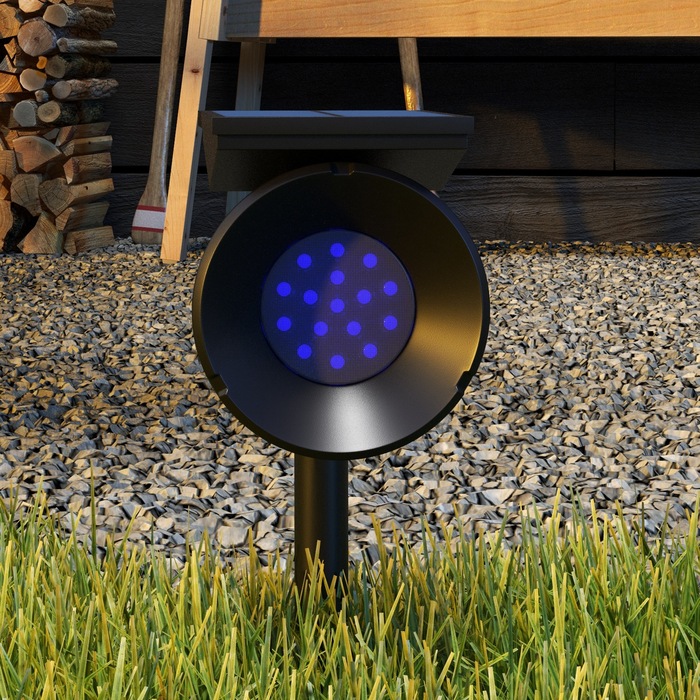 Outsunny Solar Lights Garden Lights with 2 Light Colors, IP54 Waterproof for Ground and Wall Mounting, Ideal for Balcony and Patio, Black