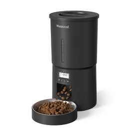 Автомат годівлі для котів 4.2L з окремою мискою, програмоване годування, подвійне живлення, 6 прийомів їжі на день (Чорний), миска з нержавіючої сталі