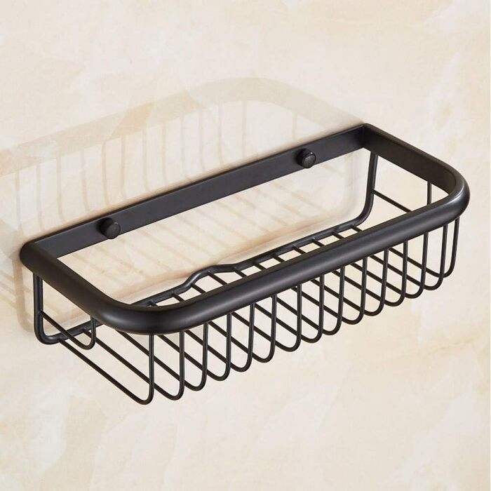 Shower caddy with oiled bronze finish, wall-mounted, bathroom shelf, storage holder for bath soap and shampoo, 30 cm length