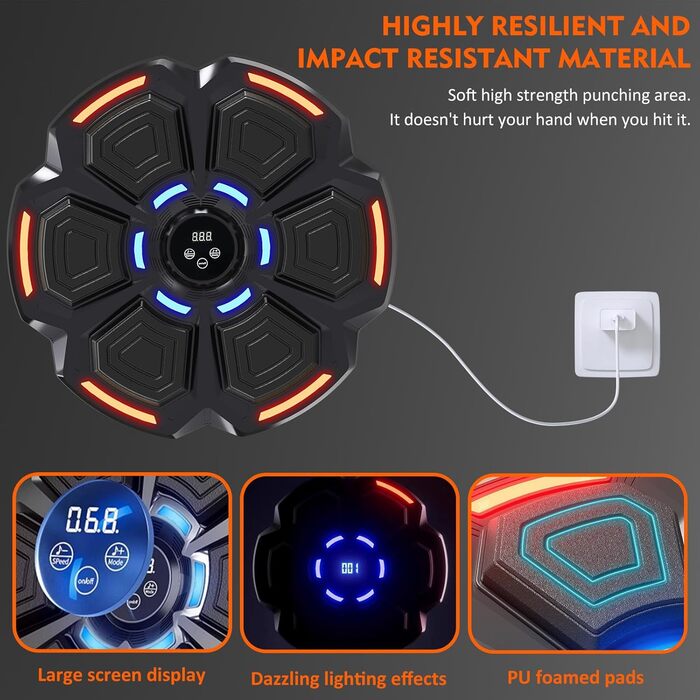 Музична боксерська машина для дорослих Snawowo - LED, Bluetooth, 9 режимів швидкості, з рукавичками