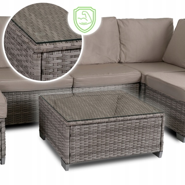 Комплект садових меблів із техноротанга MEBEL ELITE, сірий, 5 предметів