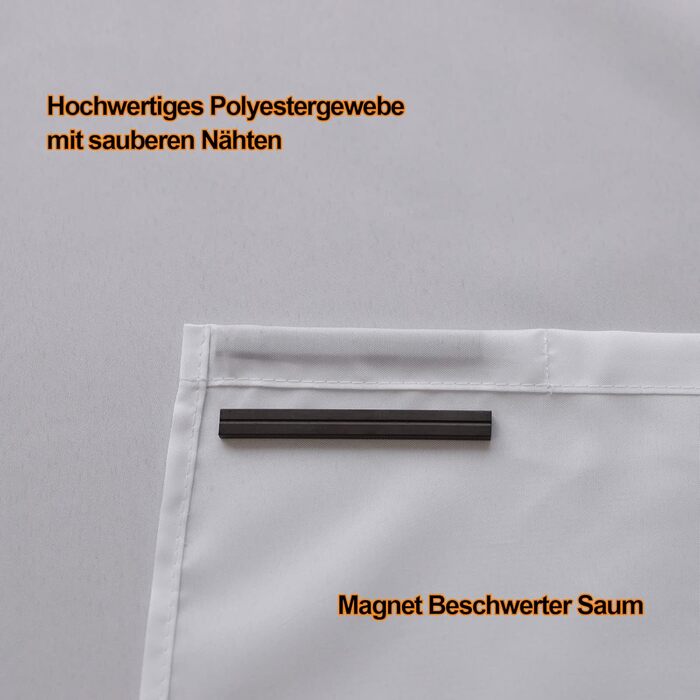 Штора для ванної кімнати YISURE біла, антигрибкова, 200x220 см, поліестер, з магнітами, водовідштовхувальна