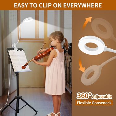 iZELL LED лампа для читання з гнучким 40см штангою, диммер, 3 режими, 10 рівнів яскравості, USB-зарядка, для читання та роботи