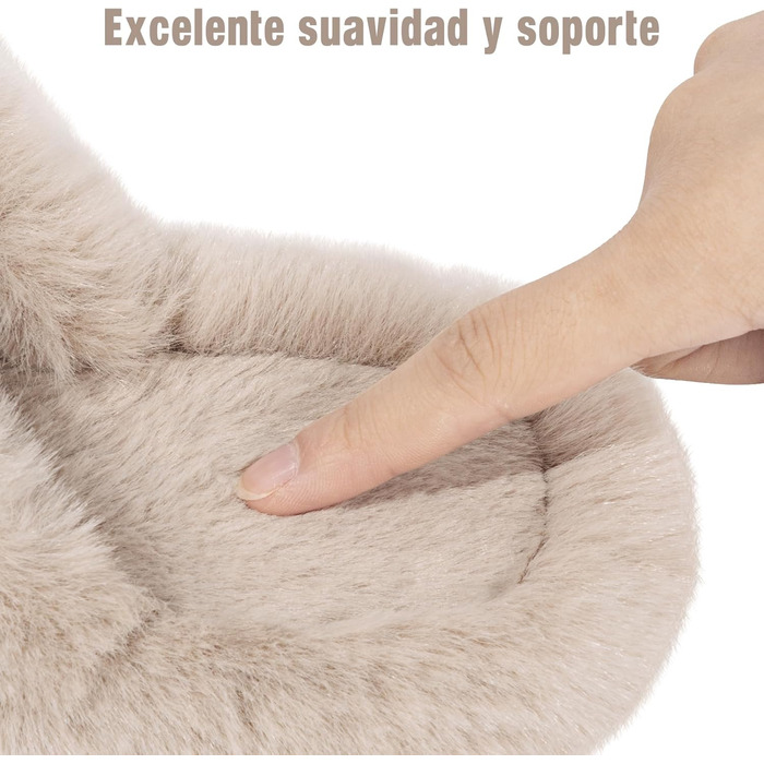 Жіночі тапочки з хутром, теплі та антиковзні - для дому та вулиці, розмір 38/39 EU, колір: кремовий