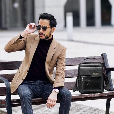 Чоловіча сумка через плече, кросбоді, месенджер з шкіри, чорна (A-schwarz)