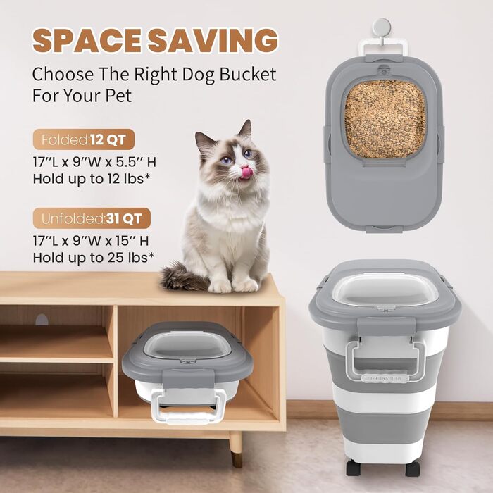 Герметичний контейнер для корму для собак, складаний, набір для корму для котів 