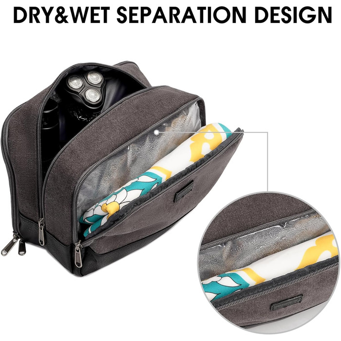 Чоловіча дорожня косметичка WANDF з канвасу, водонепроникна, зелена/темно-сіра