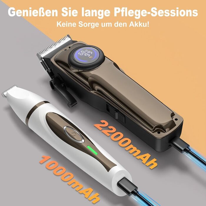 Набір триммерів для собак 3-в-1: машинка для стрижки, триммер для подушечок лап, професійний триммер для густого хутра, для собак та котів (2 шт.)