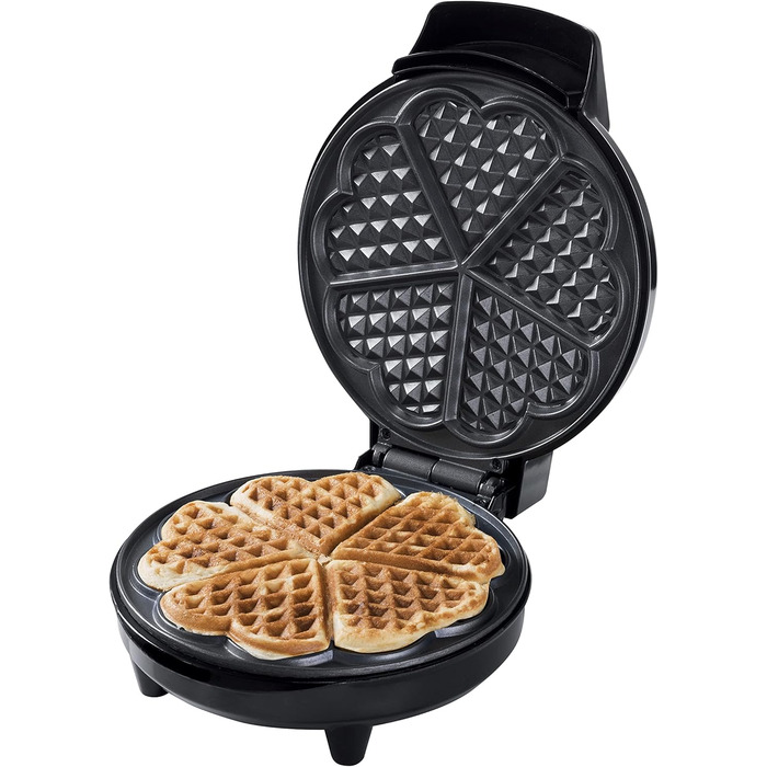Bestron Heart-Shaped Waffle Maker - Copper Finish, 700W Non-Stick Waffle Iron