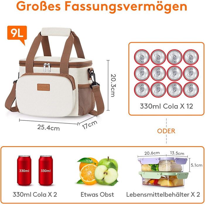 Сумка-холодильник Lifewit 9L: компактна, складна, для їжі, напоїв, пікніків