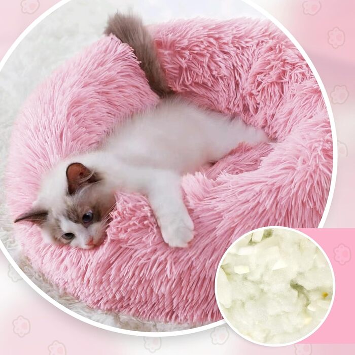 М'яке кругле ліжко для собак та котів, 50 см, рожеве. Легко миється, не слизьке, розмір L 50x50x20 см