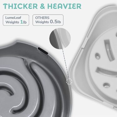 Миска для собак LumoLeaf Antischlingnapf, Ø 22 см, протиковзаюча, важка, для повільного годування, сіра (Торнадо), L