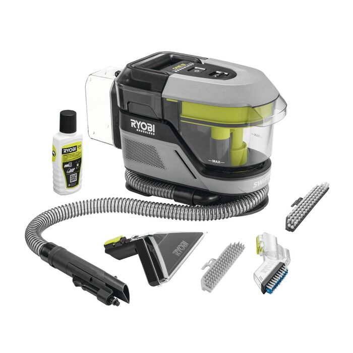 RYOBI 18V ONE+ Акумуляторний Текстильний Очищувач Pro RDC18BL-0: Потужне видалення плям, 2-в-1 миюча щітка, Dual Tank, для дому та автомобіля (без акумулятора та зарядного пристрою)
