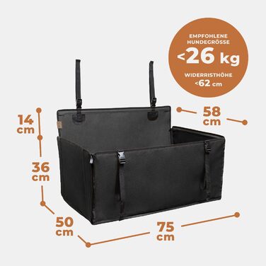 Wuglo Extra Stable Dog Car Seat - Reinforced Car Seat for Small & Medium Dogs with 4 Straps - Premium & Waterproof Dog Car Seat for Rear Seat - Black