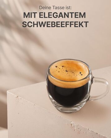 Набір кавових чашок Lemontree 4 шт. 250 мл з боросилікатного скла (80 мл еспресо) - для капучино, лате макіато, професійного використання, подвійні стінки, термостійкі