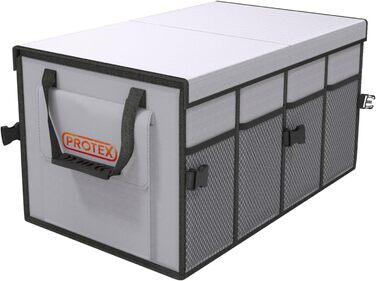 PROTEX Trunk Organizer [2024 Test Winner] 70 L Cooler Bag - Foldable Trunk Bag with Lid - XXL Trunk Box with Insulation (Heat & Cold) - Practical & Waterproof (gray)