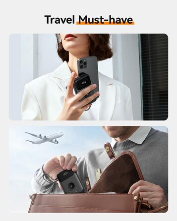 Power Bank Kuulaa для Apple Watch 10000mAh з LCD-дисплеєм та двома кабелями, 22.5W PD, сумісний з iPhone, iPad, Apple Watch 10/9/8/Ultra2/Ultra/SE