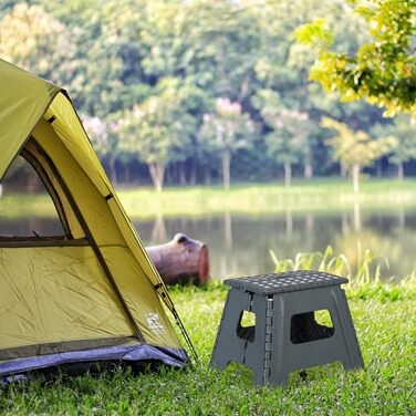 Складний табурет Relaxdays для кемпінгу, дитячий табурет для ванни, сірий, до 150 кг, пластик
