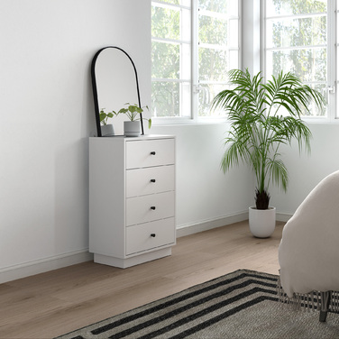 HOMCOM Chest of Drawers Sideboard with 4 Drawers Storage Cabinet Made of Wood Composite Modern Style Drawer Cabinet, Chest of Drawers for Living Room, Bedroom, Hallway 47 x 29 x 75 cm White | Aosom