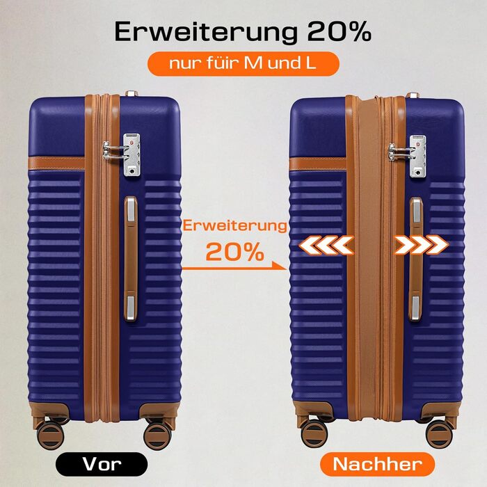 Набір валіз Joyway 5шт з ABS пластику, розширюваний, з TSA-замком, 4 колеса, 1 сумка, 1 органайзер, темно-синій