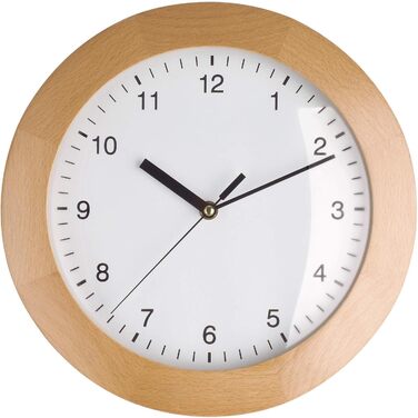 TFA Dostmann Wall Clock, Design Wall Clock Wood, 98.1065, made of beech, for hanging, 31cm diameter, as a kitchen clock, living room clock, design clock, brown