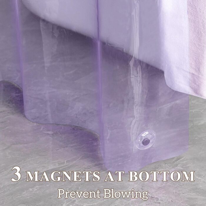 Шторка для душу Barossa Design з EVA, 180x188 см, прозора блакитна, з магнітами