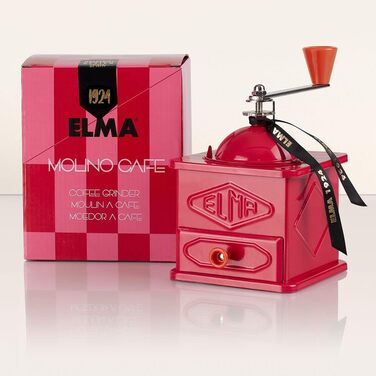 Ретро кавомолка Elma з металу, декоративна, червона, 10,5x10,5x15,5 см, вітряк, іспанський дизайн