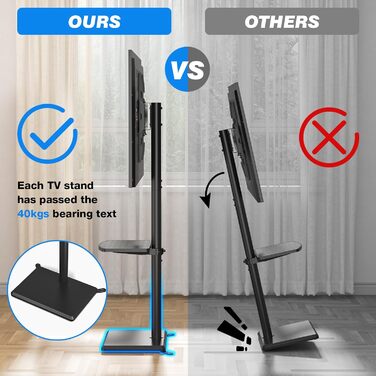 Стійка для телевізора 5Rcom з кронштейном 32-60 дюймів до 40 кг, чорна, VESA 400x400 мм