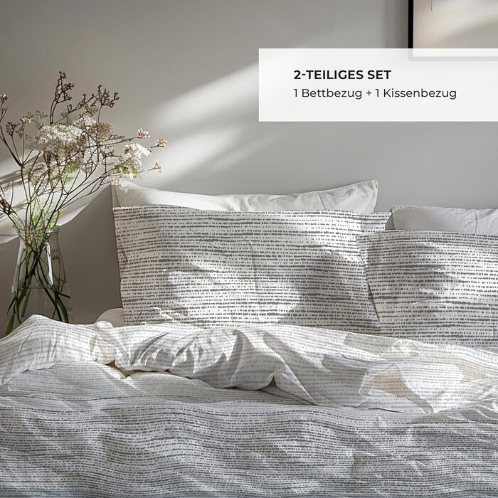Комплект постільної білизни Premium 155x200 см, 100% бавовна Renforcé, гіпоалергенна та дихаюча, сертифікат ÖKO-TEX, з блискавкою, 2 предмети (підковдра + наволочка 80x80), Колір: Блакитний/Сірий