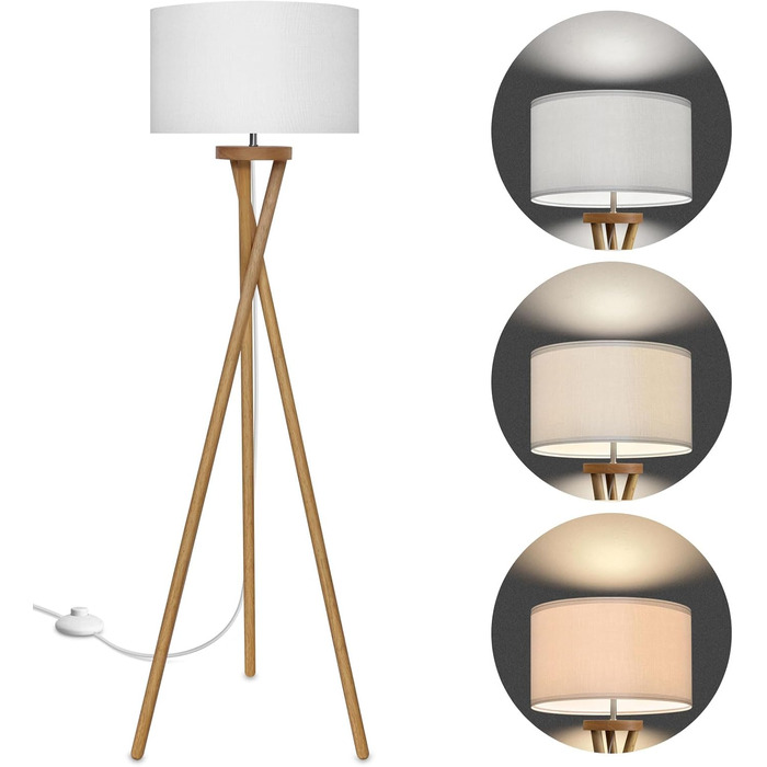 Стійка лампа BBHome для вітальні, спальні, офісу: дерев'яний каркас, LED E27 9W, сучасний дизайн