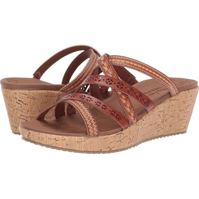 Сандалі жіночі Skechers Beverlee-Tiger Posse на танкетці, 40 EU, Duraleather бежеві