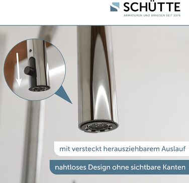 Кухонний змішувач SCHÜTTE 79562 Blackpool з висувною лійкою, поворотний на 360°, з однорідним керуванням, для мийки, хром