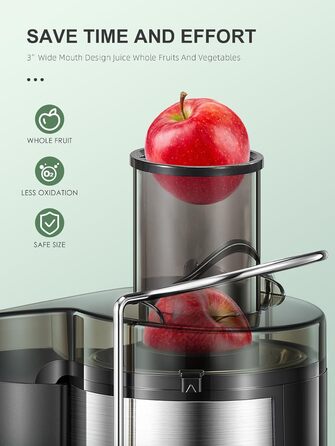 Електричний соковитискач Sliver 500W з нержавіючої сталі, BPA-free, для фруктів та овочів
