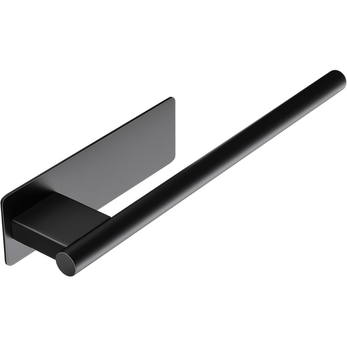 Тримач для рушників на клейкій основі без свердління, 28 см, нержавіюча сталь, срібляний (чорний, одноручний)