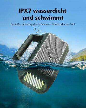 Soundcore Boom 2 - Портативна Bluetooth Колонка, 80W, Сабвуфер, BassUp 2.0, 24h, IPX7, LED, USB-C, BT 5.3, для кемпінгу, пляжу, саду (зелена)