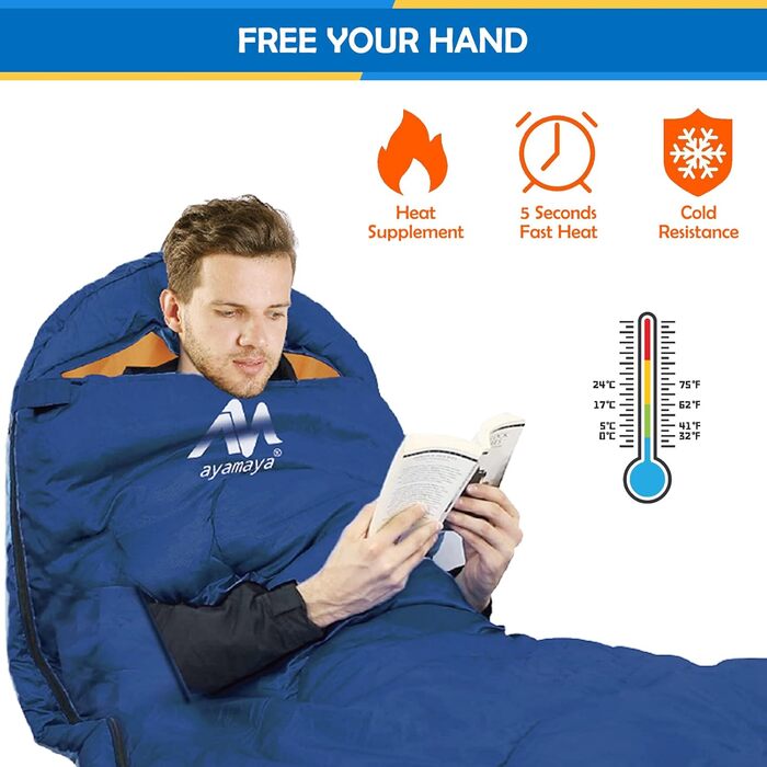 Спальний мішок Outdoor Deckenschlafsack Koppelbar, 5-15°C, 220x80 см, для дорослих, для кемпінгу, трекінгу, риболовлі та подорожей, водонепроникний, ліва блискавка