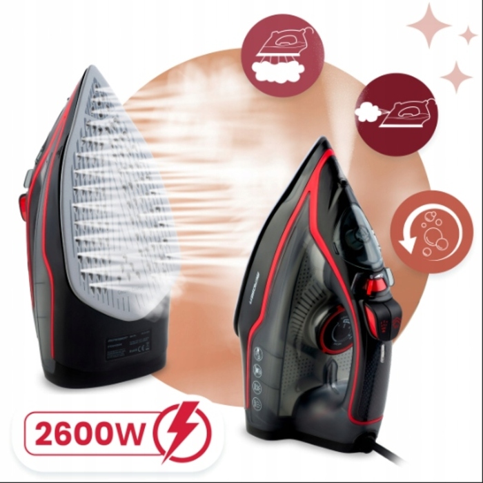Парова праска 2600W BD-331 з керамічною підошвою, регулюванням пари та вертикальним прасуванням