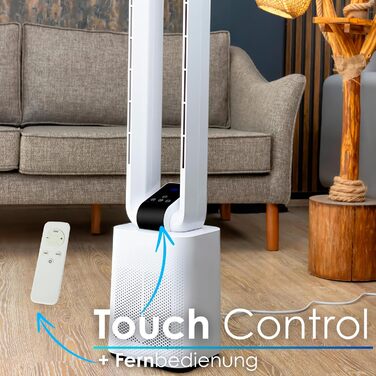 Тиха та потужна колонка-вентилятор Tower Fan з дистанційним керуванням, LED-дисплеєм, 3 режимами та таймером 15 годин (Granada White)