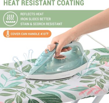 KINGRACK Чохол для гладильної дошки, бавовна, 134 x 45 см, зелений, з товстим фетровим наповнювачем