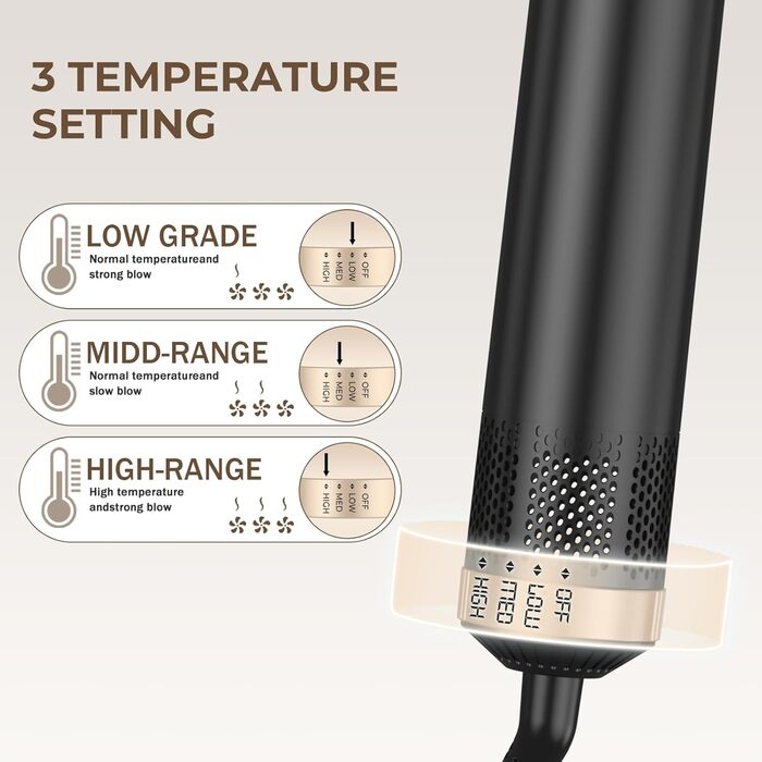 Airstyler 7 в 1: мультистайлер, фен, дифузор, плойка, щітки для волосся, 1400W, 110000 RPM (Сірий)