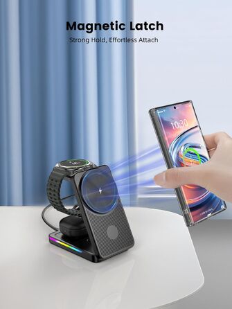 Магнітна зарядна станція 3-в-1 для Samsung Galaxy S26 Ultra, S25, Z Fold 7, Z Flip 7, Galaxy Watch Ultra 8/7/6 та Buds Pro 3 - бездротова, складна, чорна
