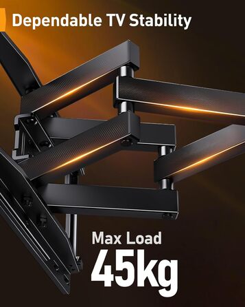 Кріплення для телевізора Perlegear з підсвічуванням LED, для телевізорів 26-65 дюймів, до 45 кг, VESA 400x400mm, поворотне, розсувне, нахильне PGMF20