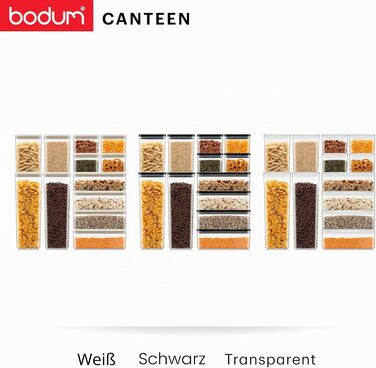 Набір контейнерів для зберігання Bodum CANTEEN 12 шт. прозорі, білі - BPA-free, для мийки в посудомийній машині, штабельовані
