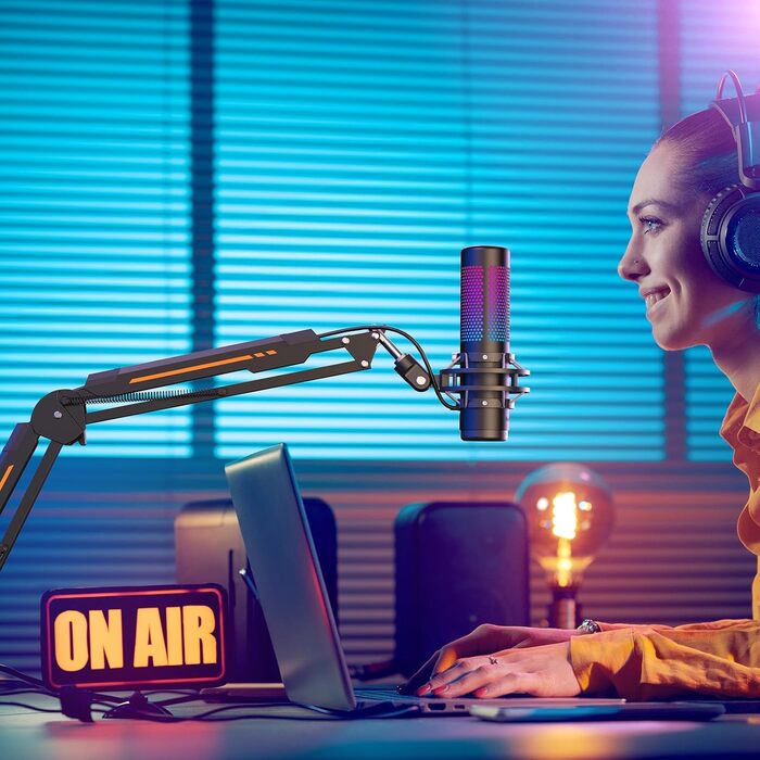 Кріплення для мікрофона TONOR T90 з RGB підсвічуванням, регульоване через APP, 11 режимів світла, сумісне з усіма мікрофонами