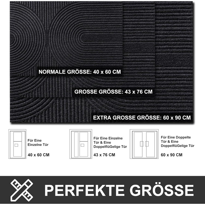 Килимок для дому та вулиці 43x76 см - антиковзкий, водонепроникний, легко миється. Килимок для входу, тераси, саду, коридору (темно-сірий)