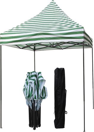 All Seasons Gazebos Pavilion, 2 x 2 m, robust, completely waterproof (White and green stripes)
