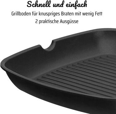 Grillmeister GSW 413251 Пательня гриль алюмінієва з 2 виливами 28x28 см чорна