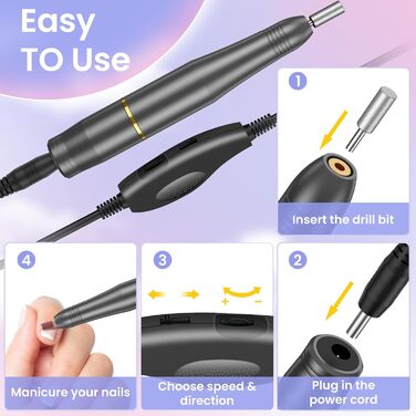 Електричний фрезер для нігтів та манікюру, набір для педикюру та манікюру, 20000 об/хв, для гелю, акрилу, шлейфу та акрилу гелю