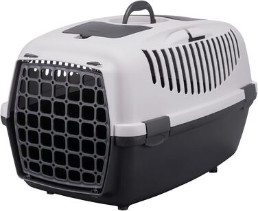 Транспортний бокс TRIXIE Capri 3 (S) – 40x38x61 см, сірий. Переноска для собак до 12 кг з металевою дверцятами та зручним ґратчастим верхом. 39831, темно-сірий/світло-сірий